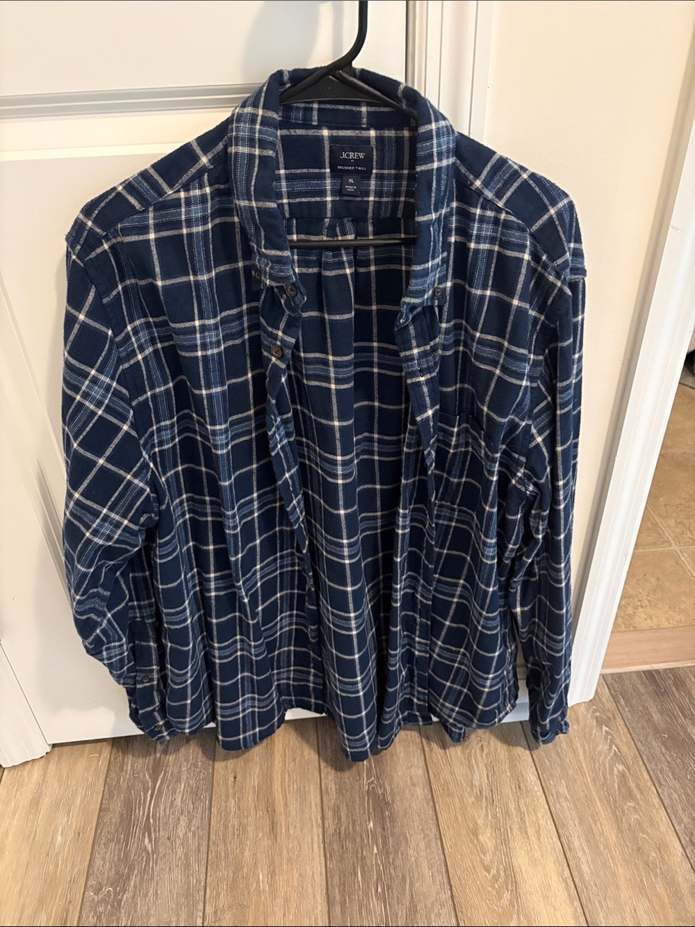 J. Crew Navy and White Plaid Button-Up Shirt